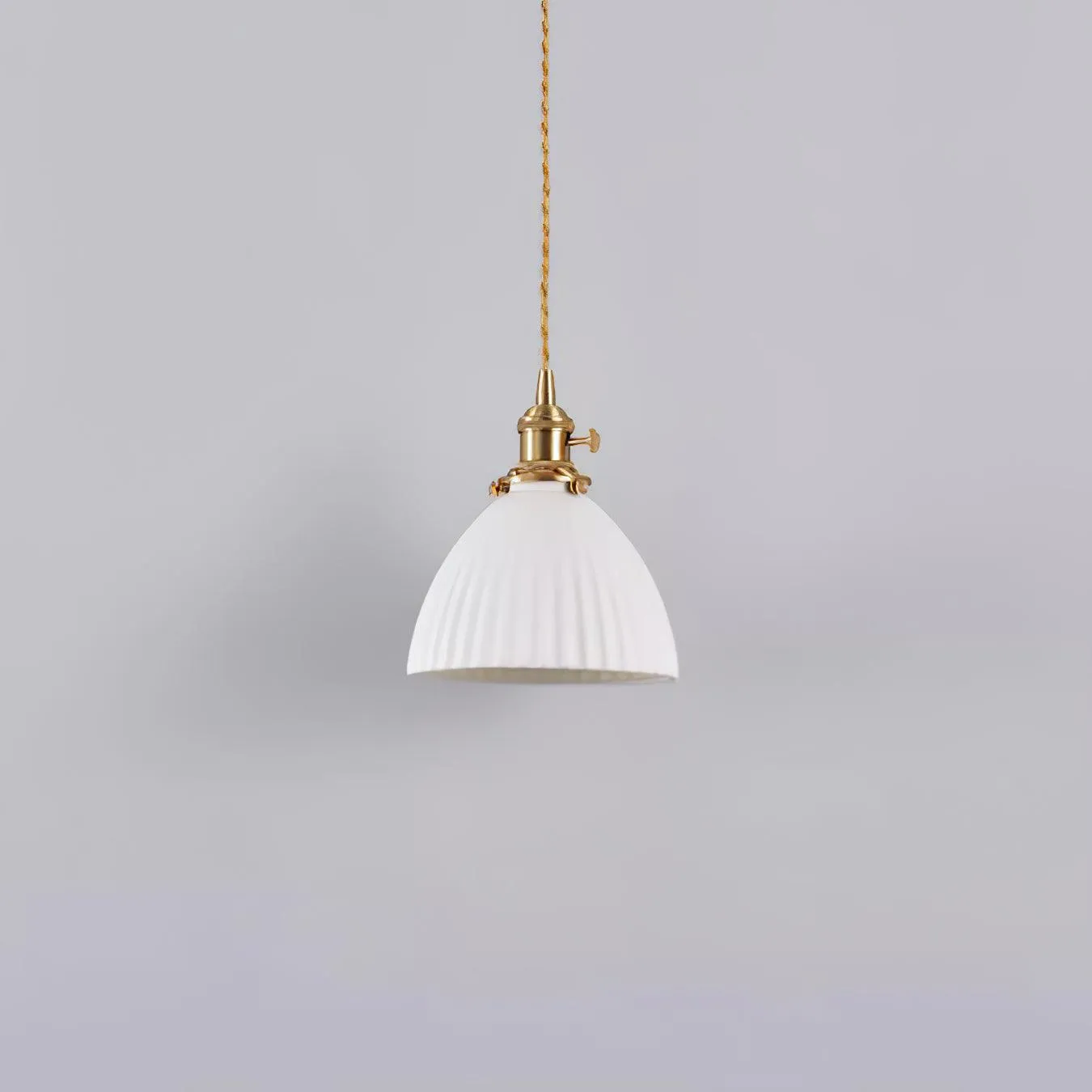 Brass Pleated Ceramic Pendant Lamp