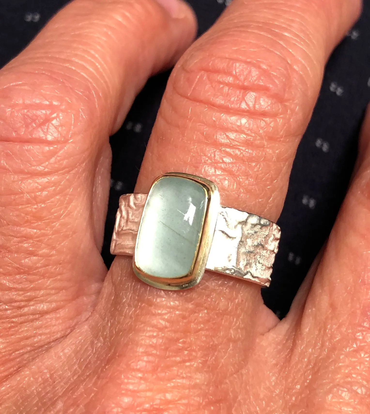 Brazilian Aquamarine Cushion Cabochon Ring