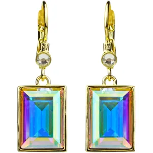 Brilliant Emerald Cut Leverback Earrings (Goldtone/Crystal AB)