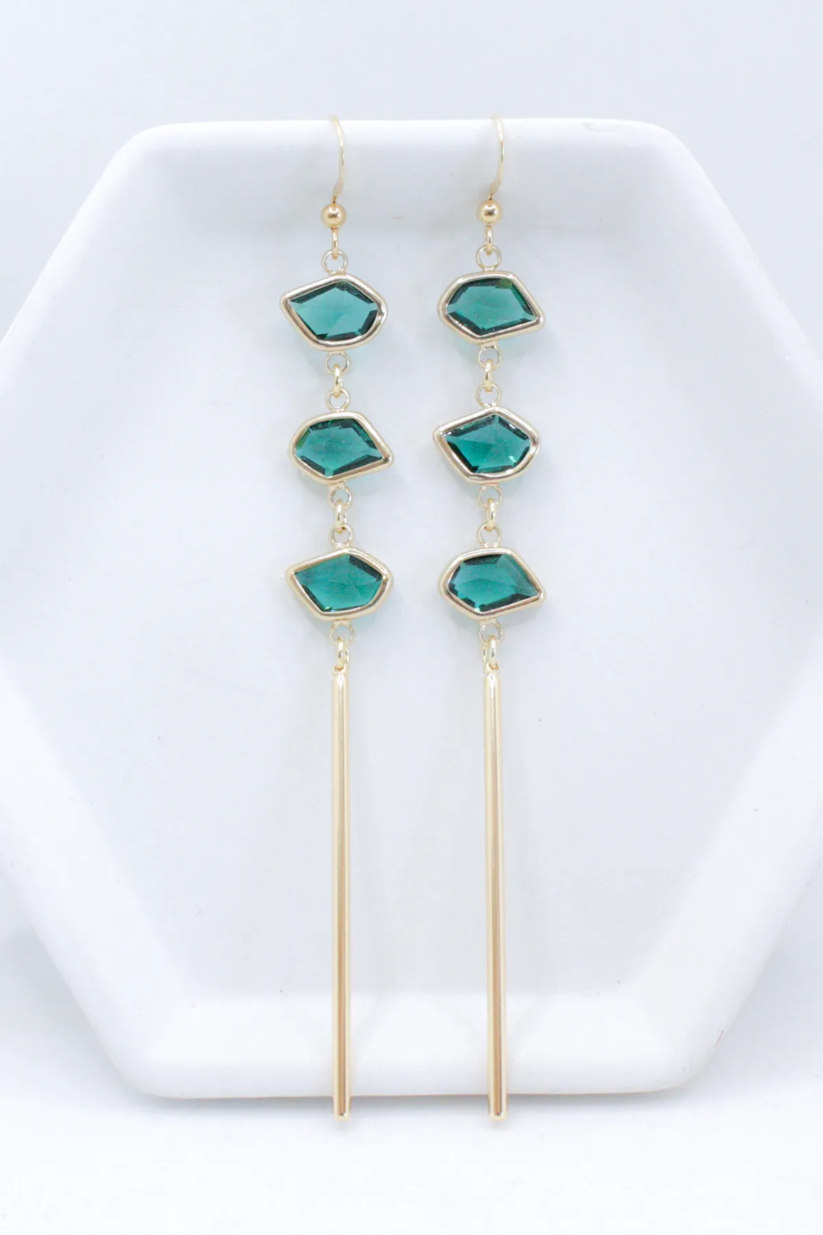 BUNGALOW BLONDE JEWELRY - BALI ALI GEMSTONE EARRINGS EMERALD