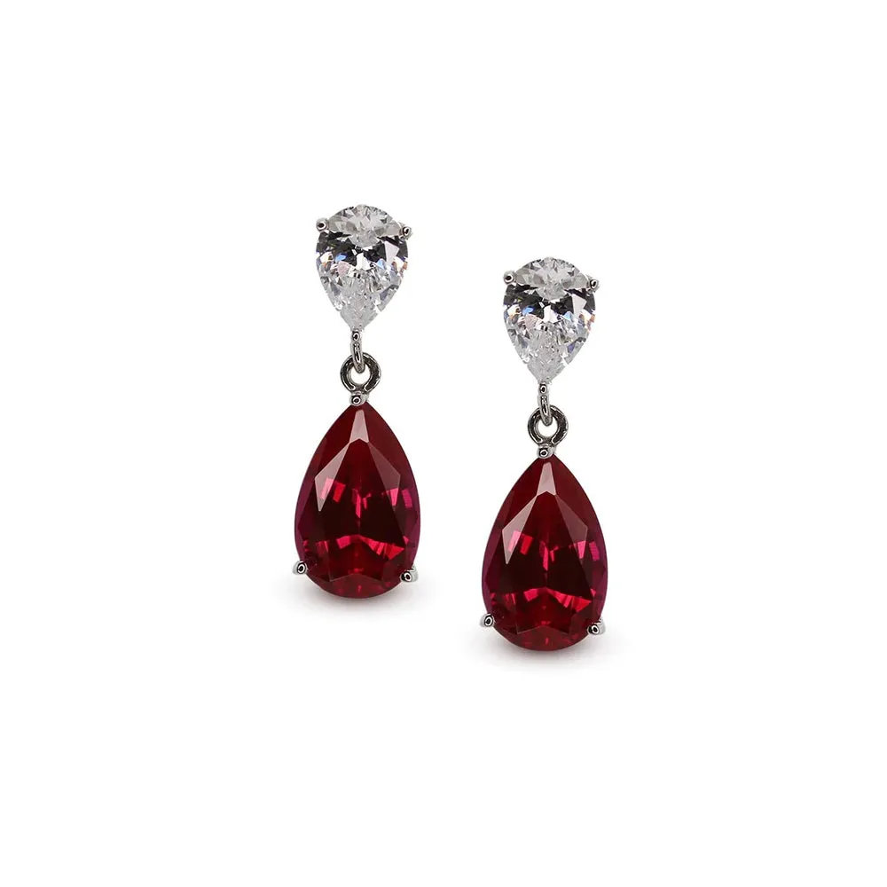 CARAT* London Arabella Double Pear Drop Earrings Ruby