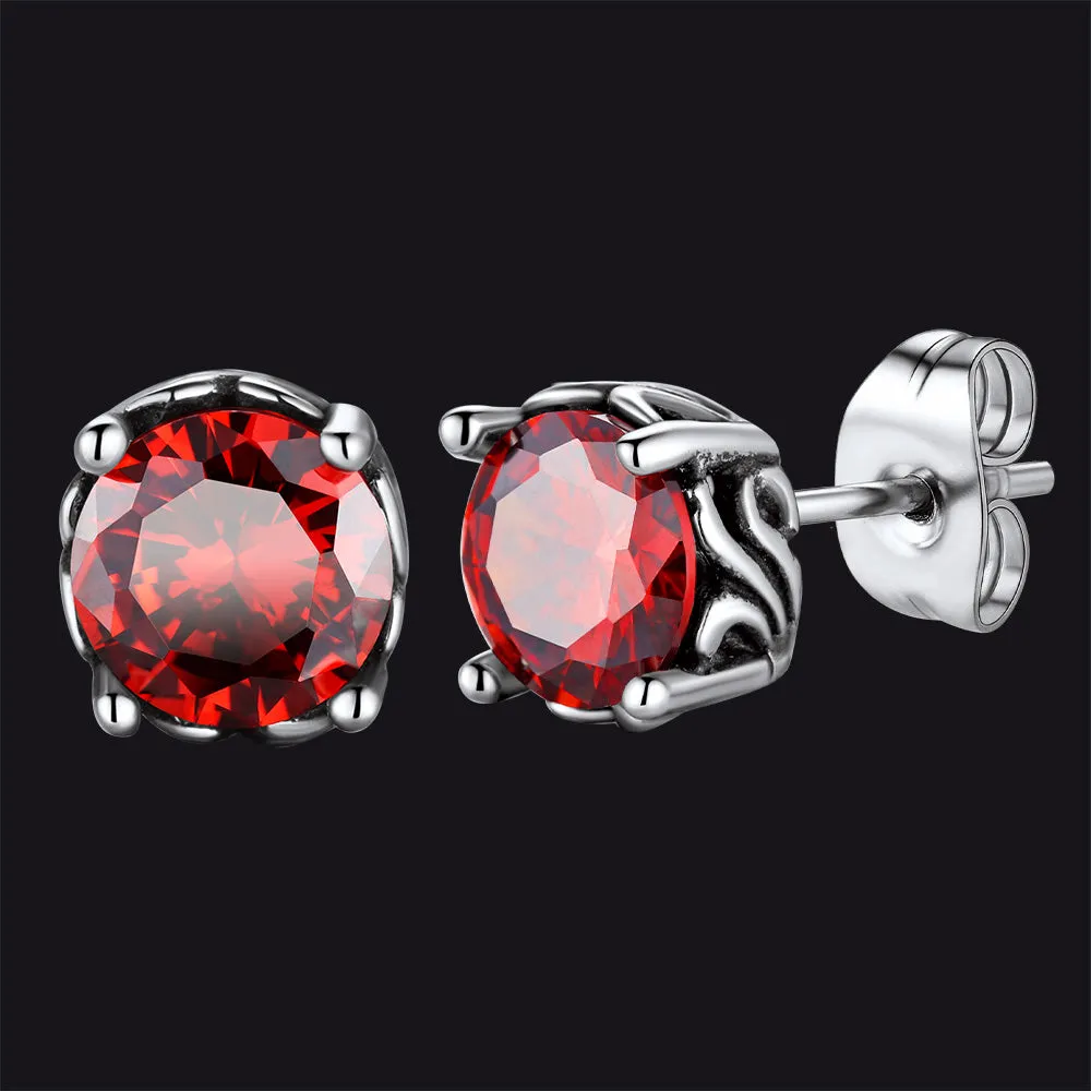 Celtic Ruby Stud Earrings for Men in Stainless Steel