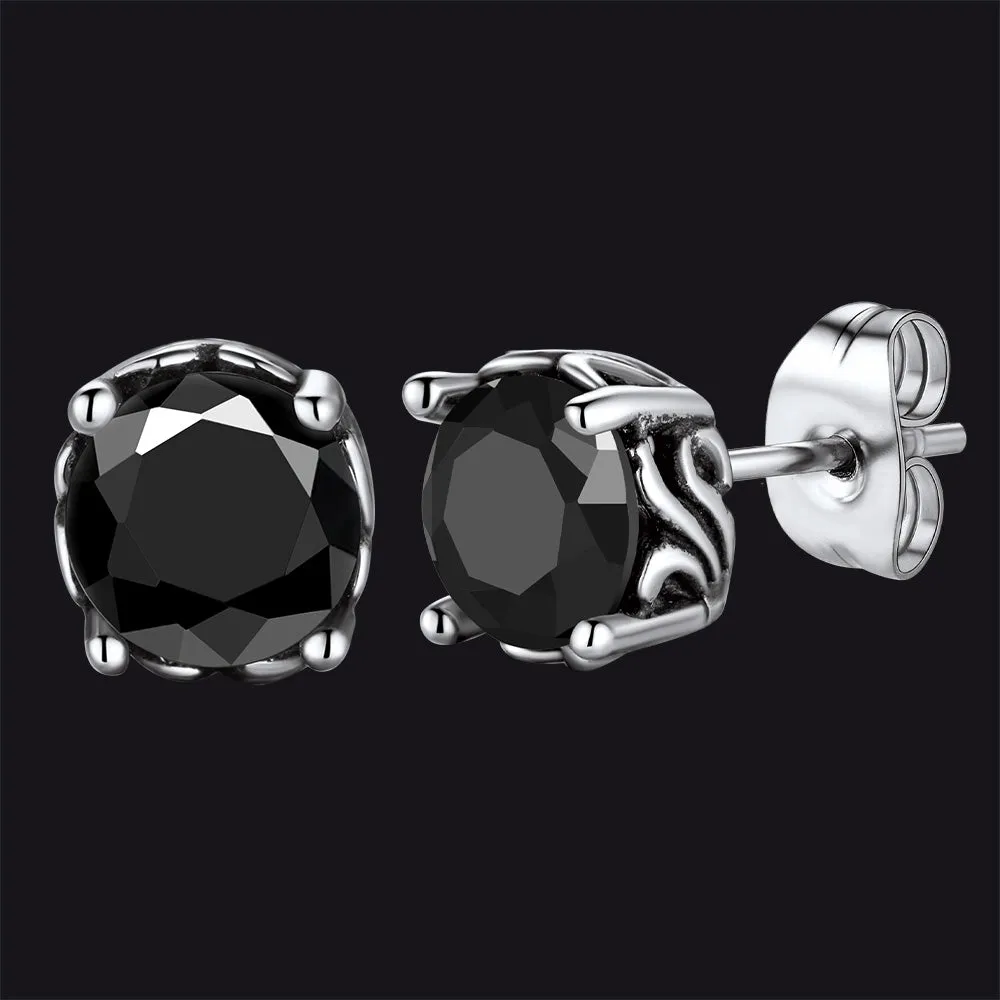 Celtic Ruby Stud Earrings for Men in Stainless Steel