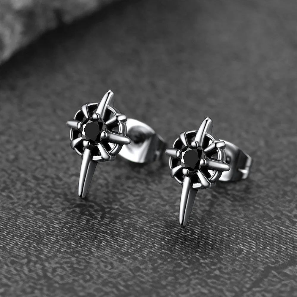 Celtic Ruby Stud Earrings for Men in Stainless Steel