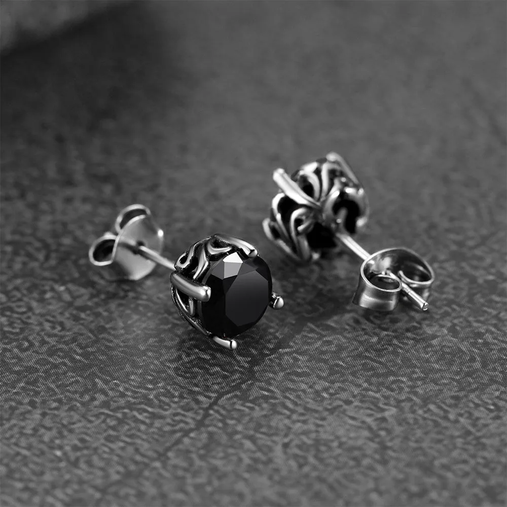 Celtic Ruby Stud Earrings for Men in Stainless Steel