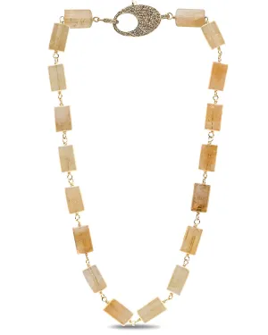 Citrine Cylinder Bead Short Link Necklace