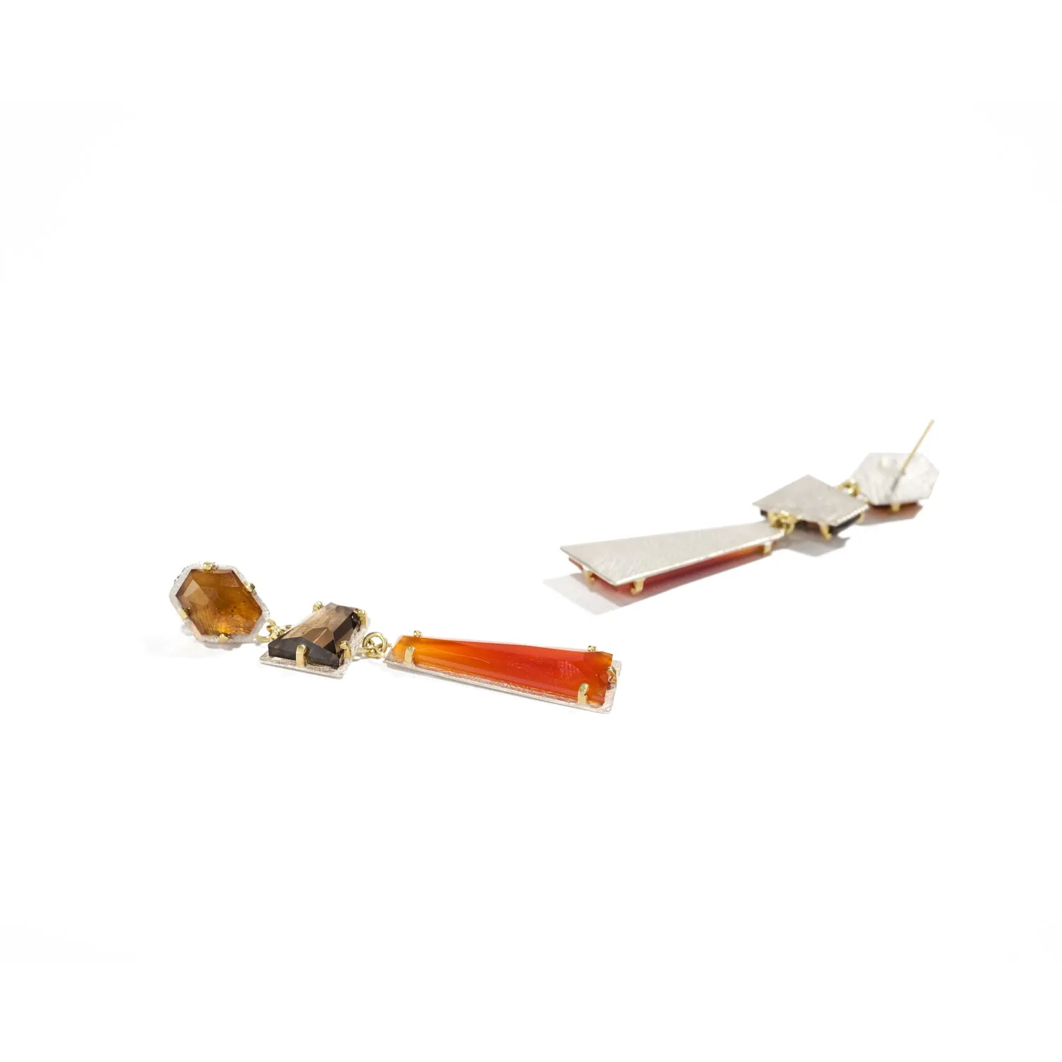 Citrine Smokey Quartz Carnelian Earrings