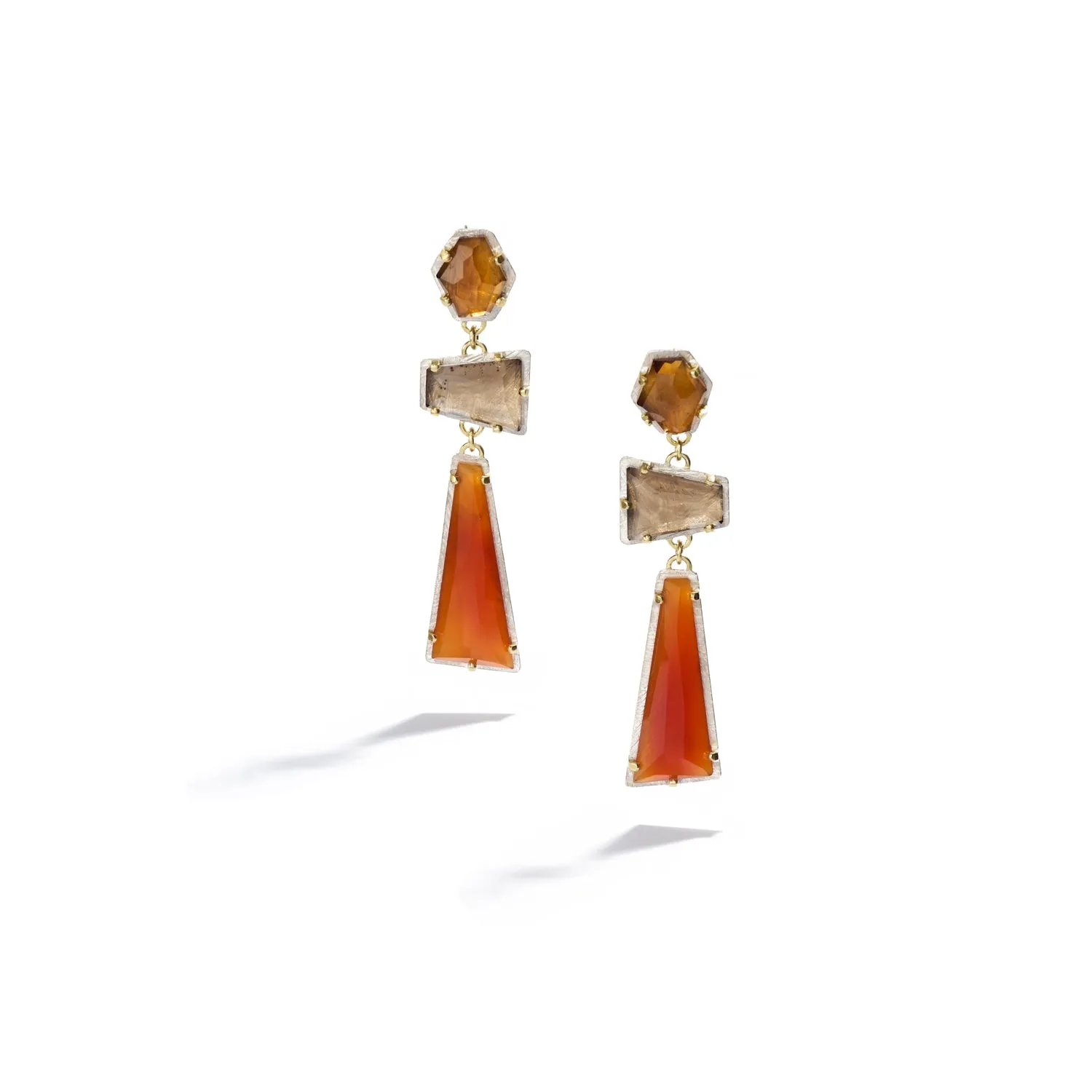 Citrine Smokey Quartz Carnelian Earrings