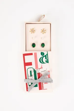 Clara Boxed Holiday Earrings- Emerald