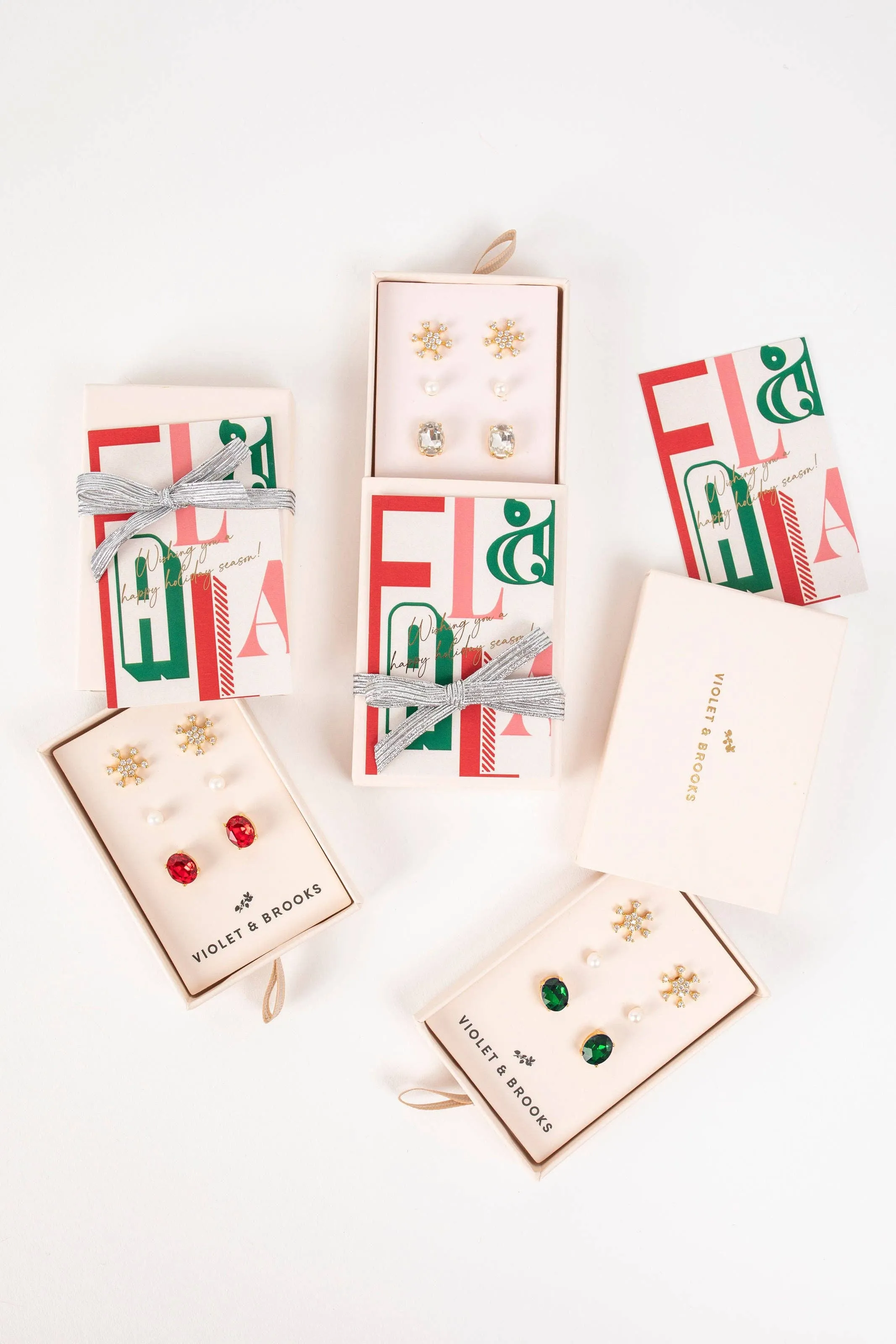 Clara Boxed Holiday Earrings- Emerald