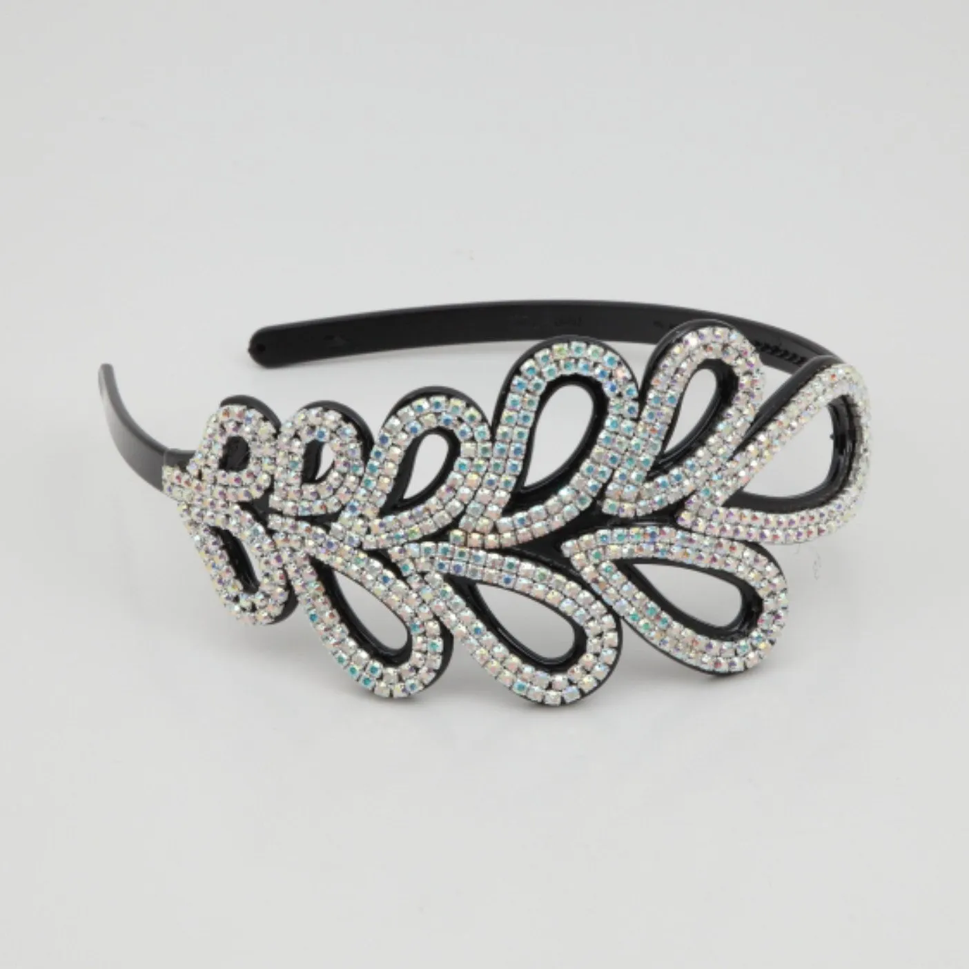 Color Cubic Leaves Luxury Style Rhinestone Decorative Headband