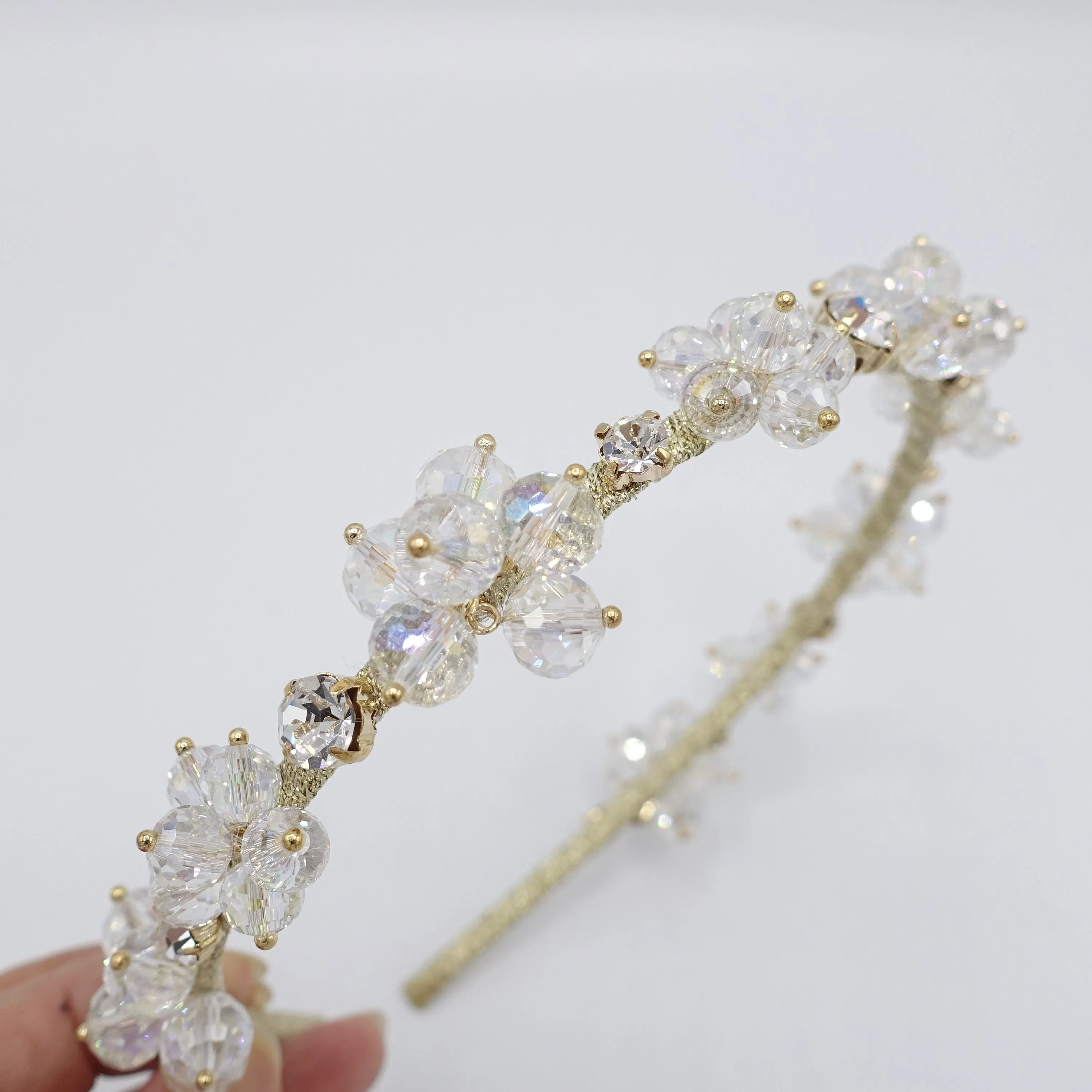 crystal bead flower headband, event headband for women