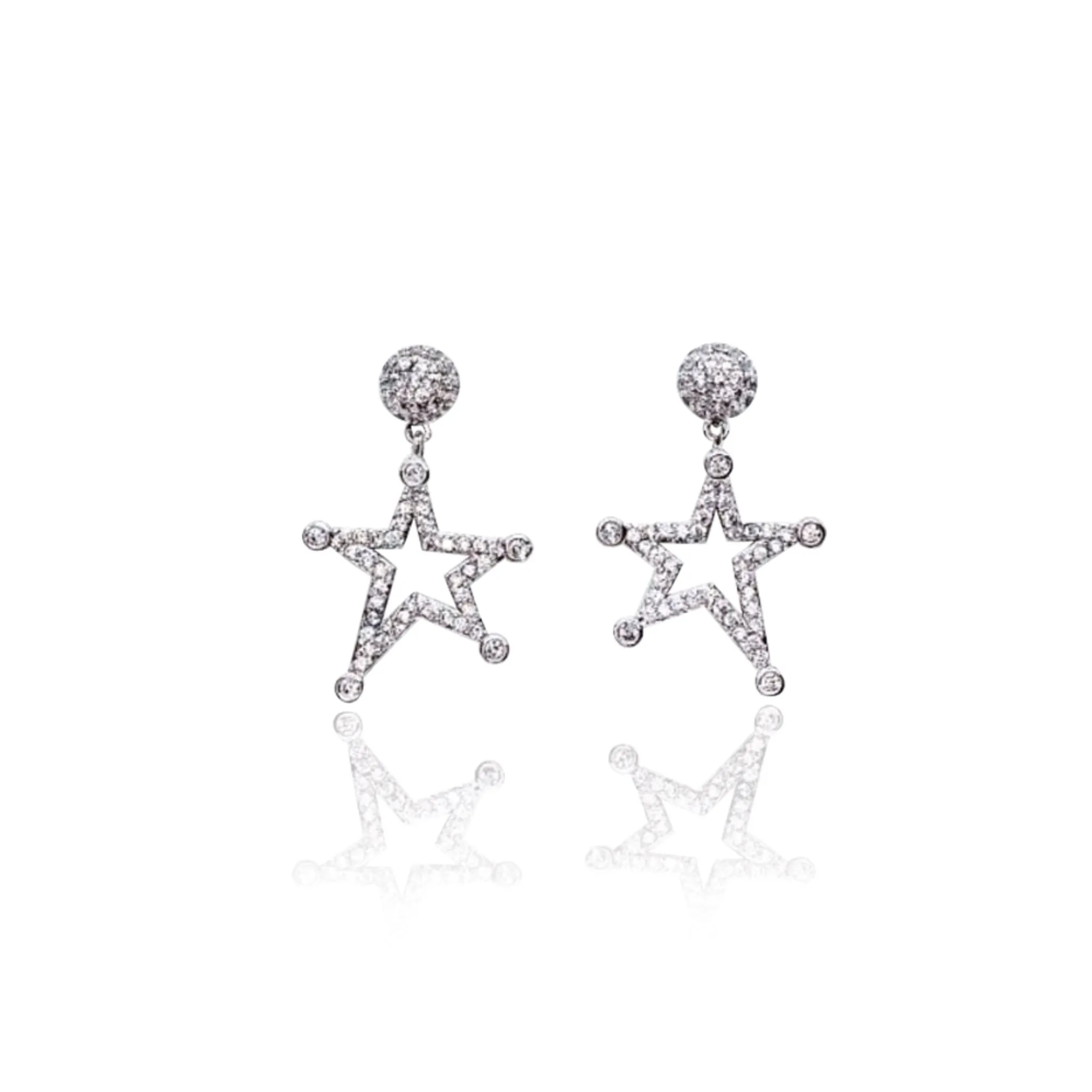 Cubic Zirconia Star Stud Drop Earrings