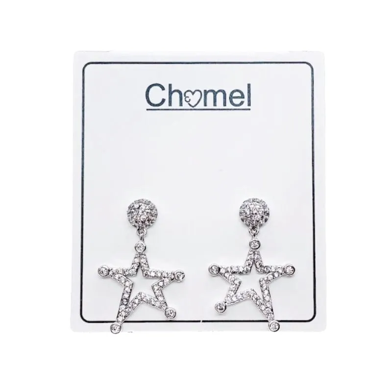 Cubic Zirconia Star Stud Drop Earrings