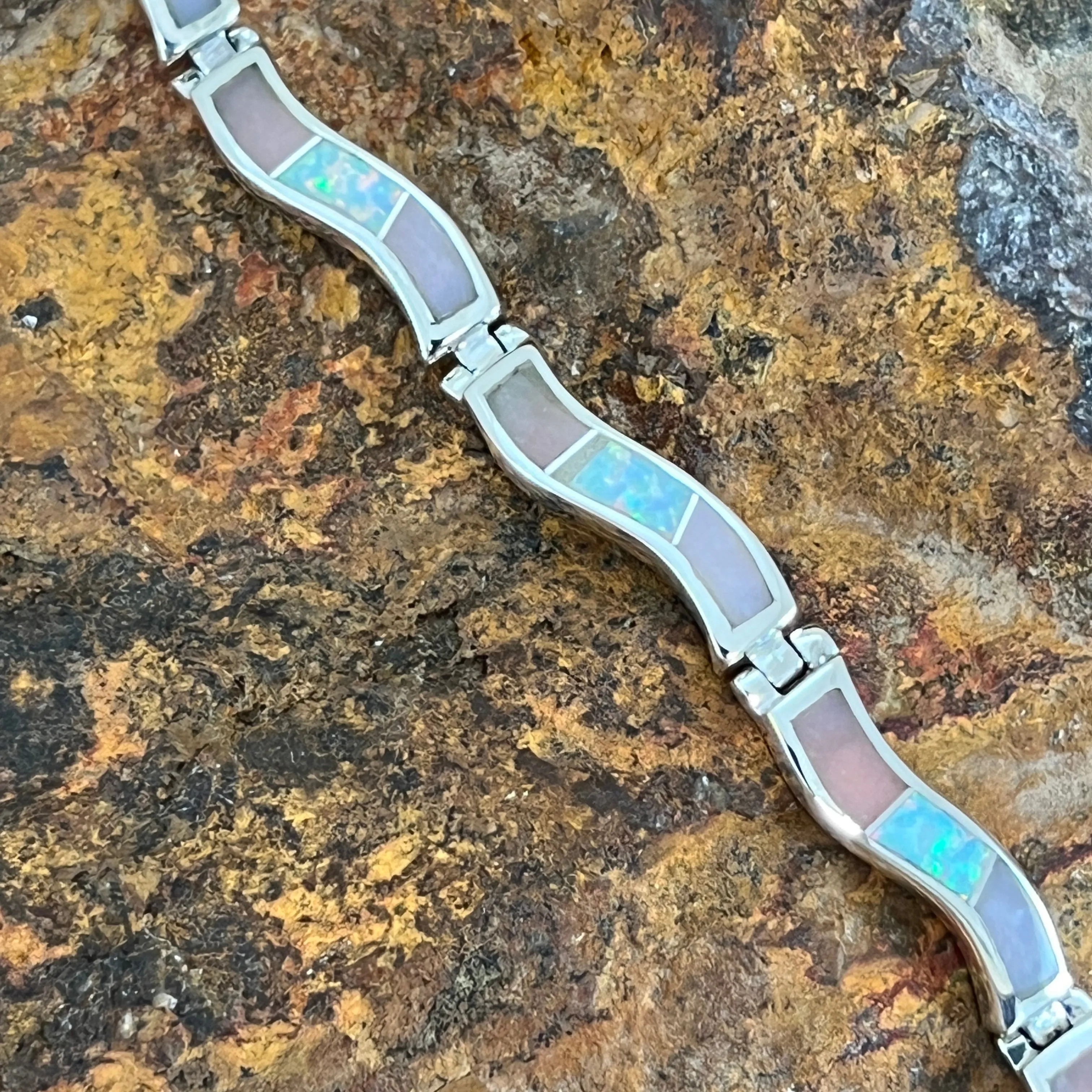 David Rosales Make Me Blush Inlaid Sterling Silver Link Bracelet