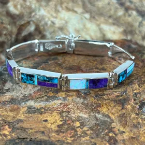 David Rosales Shalako Inlaid Sterling Silver Bracelet Link