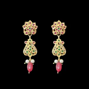 DER545 gold plated earrings in ruby emerald ( READY TO SHIP )