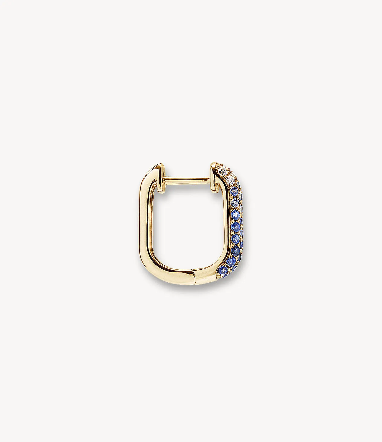 Diamond & Blue Sapphire Oval Hoop Earrings