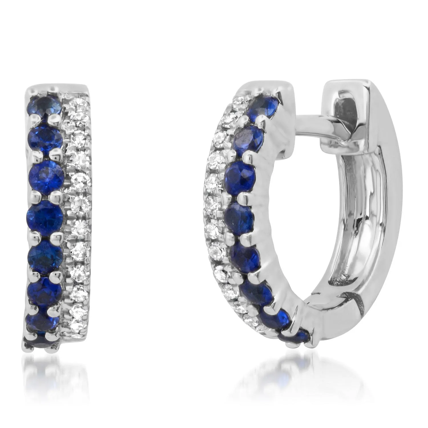 Diamond and Gemstone Huggie Hoop Earrings