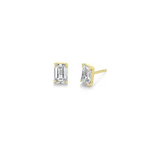 Diamond Emerald Cut Prong Stud