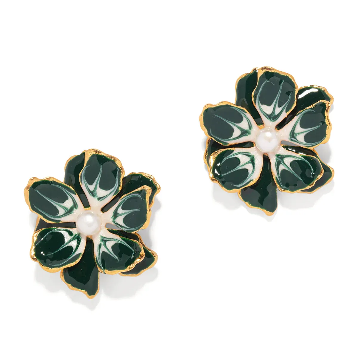 Double Floral Earring | Emerald