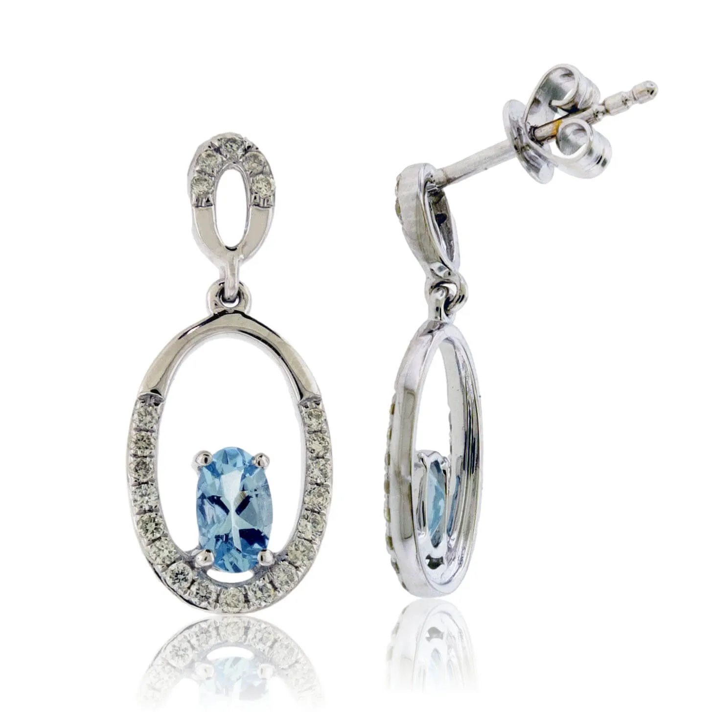 Double Oval Aquamarine Drop Earrings