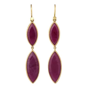 Double Ruby Drop Earrings