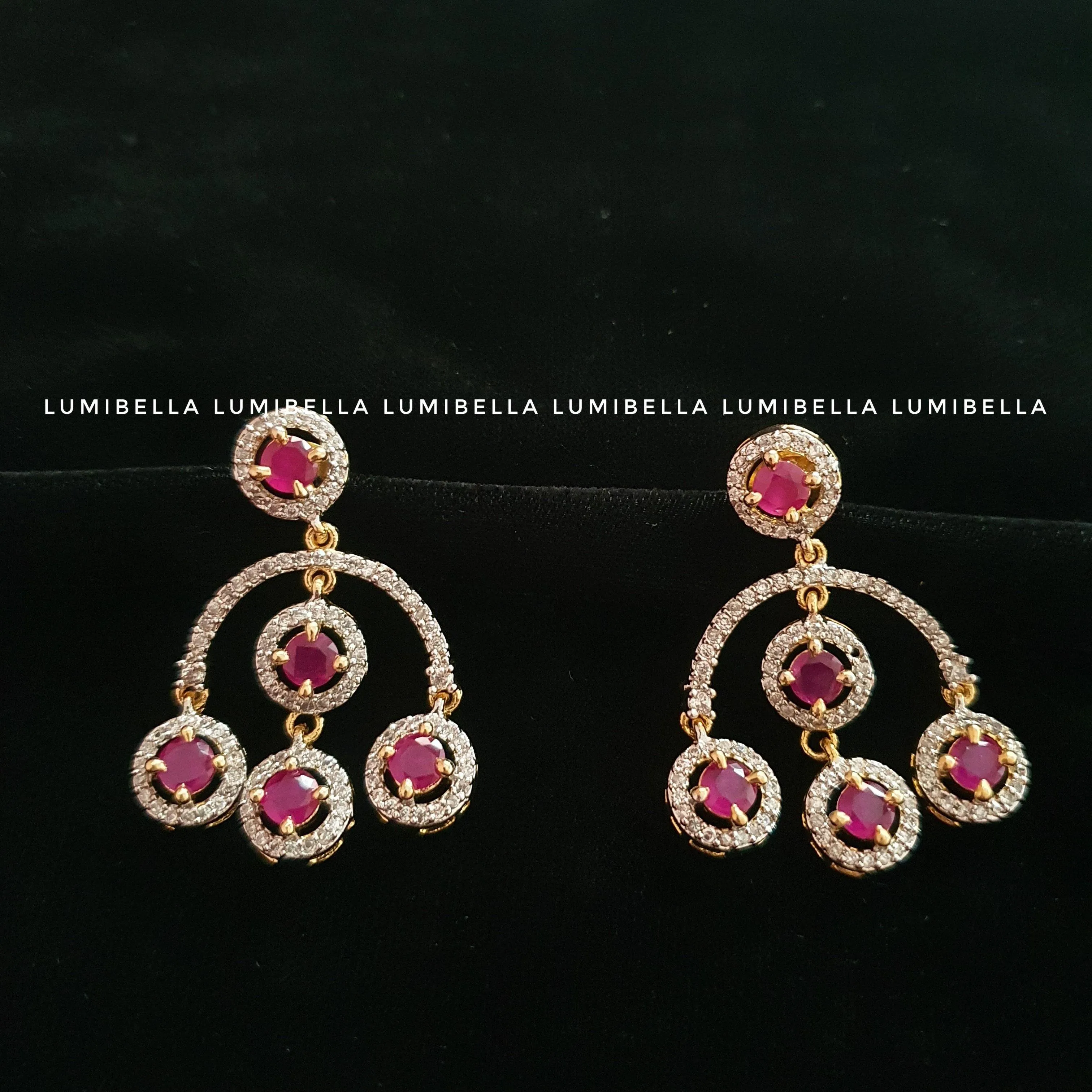 Drop earrings with ruby embellishment