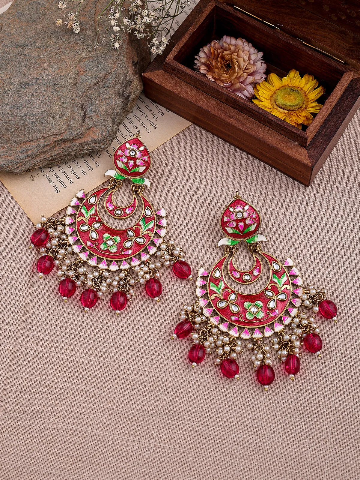 Dua Kundan Chandbali Earrings - RANG