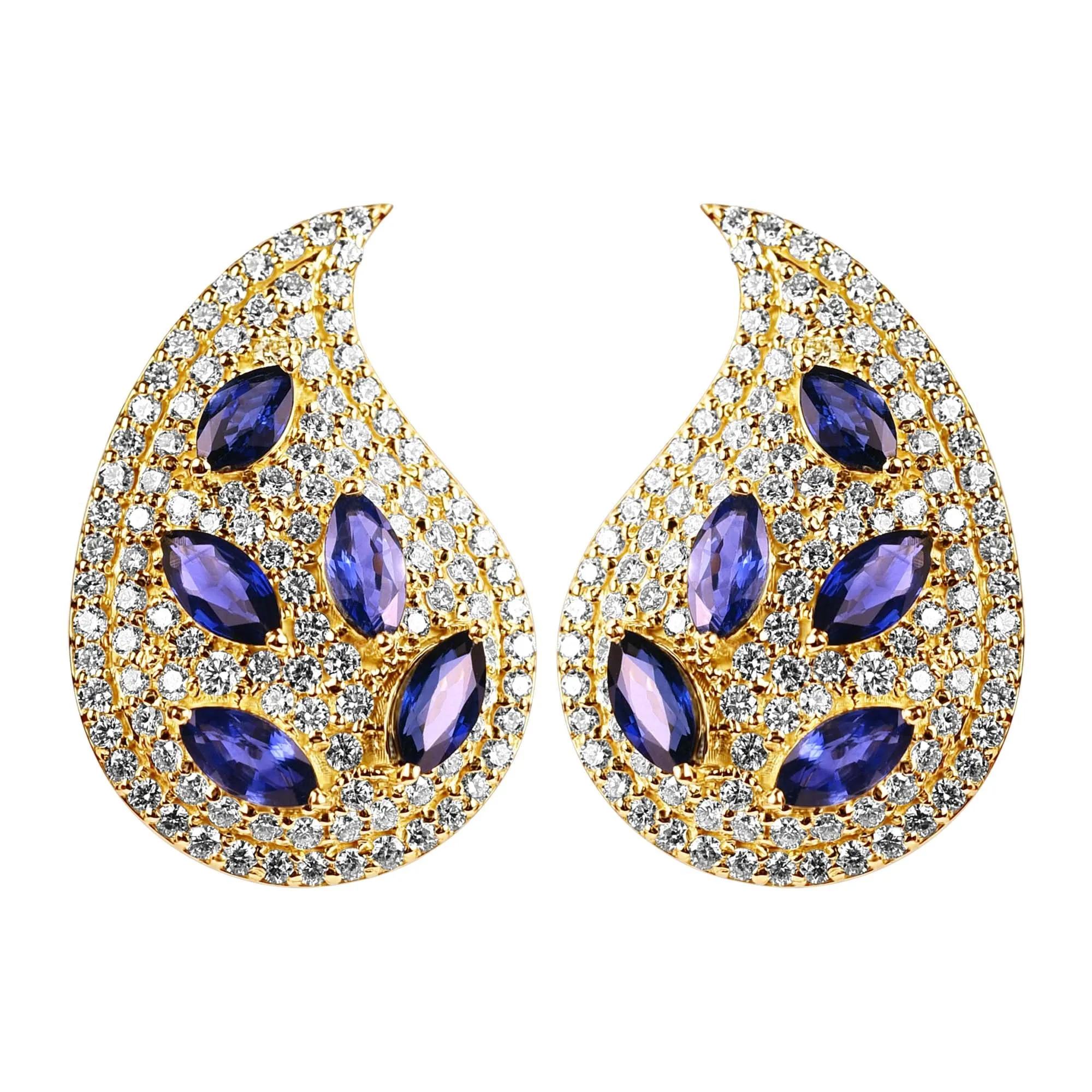 Earrings - Blue Sapphire and Diamond