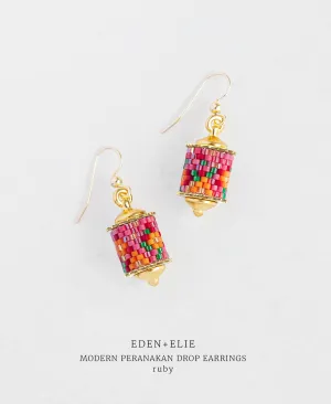 EDEN   ELIE Modern Peranakan drop earrings - ruby