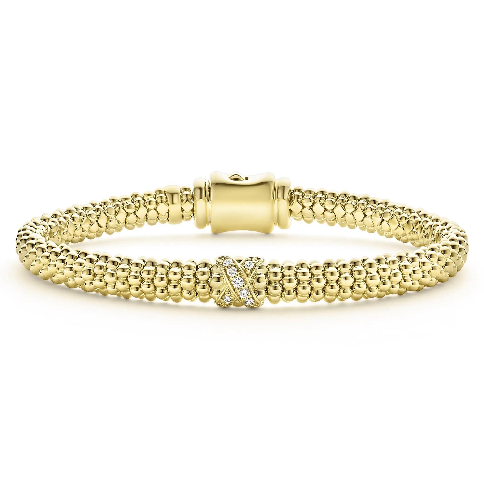 Embrace 18K Gold X Diamond Caviar Bracelet | 6mm