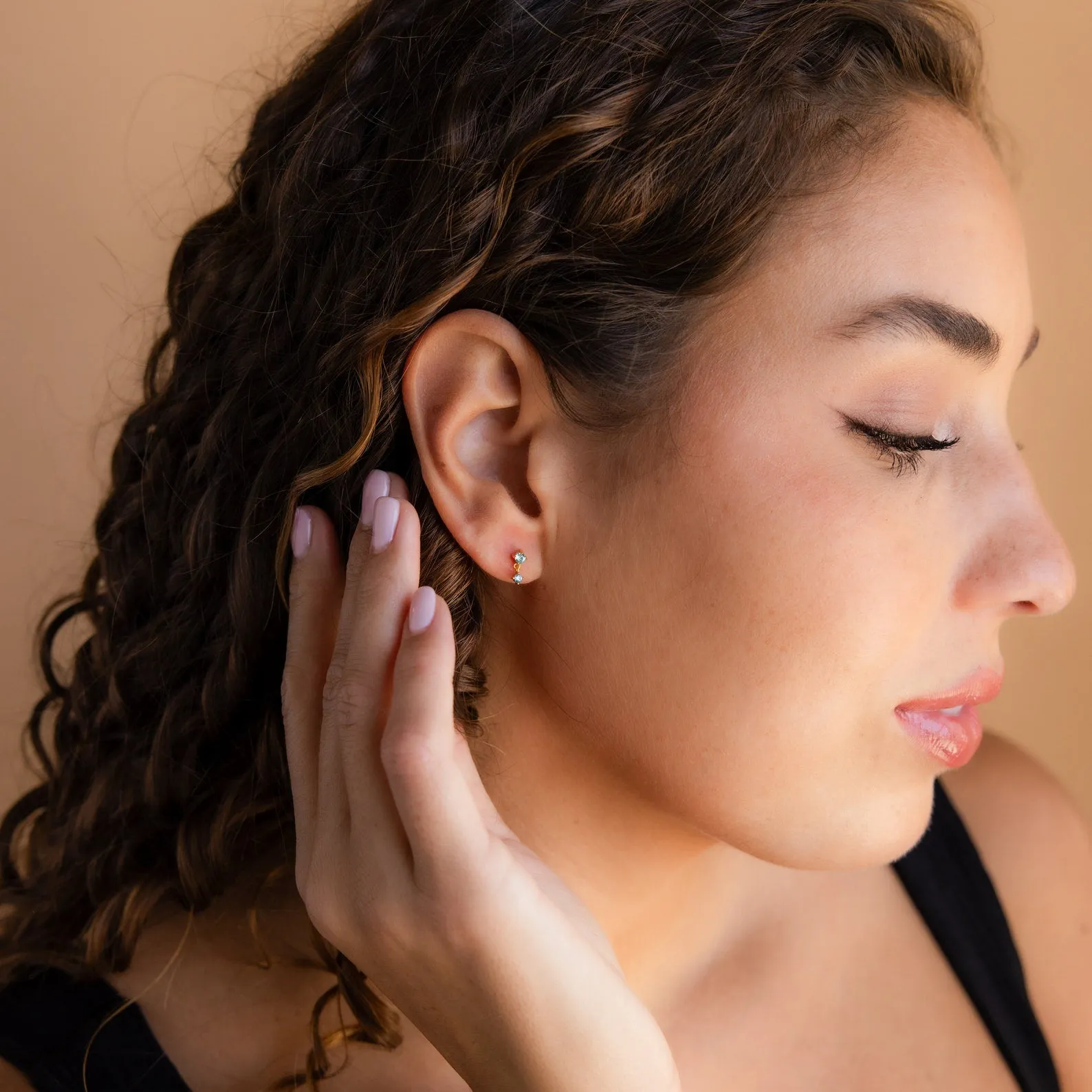 Emerald Birthstone Drop Studs