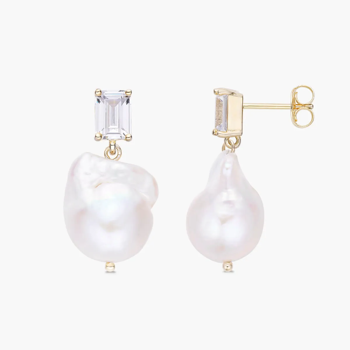 Emerald x Baroque Pearl Earrings