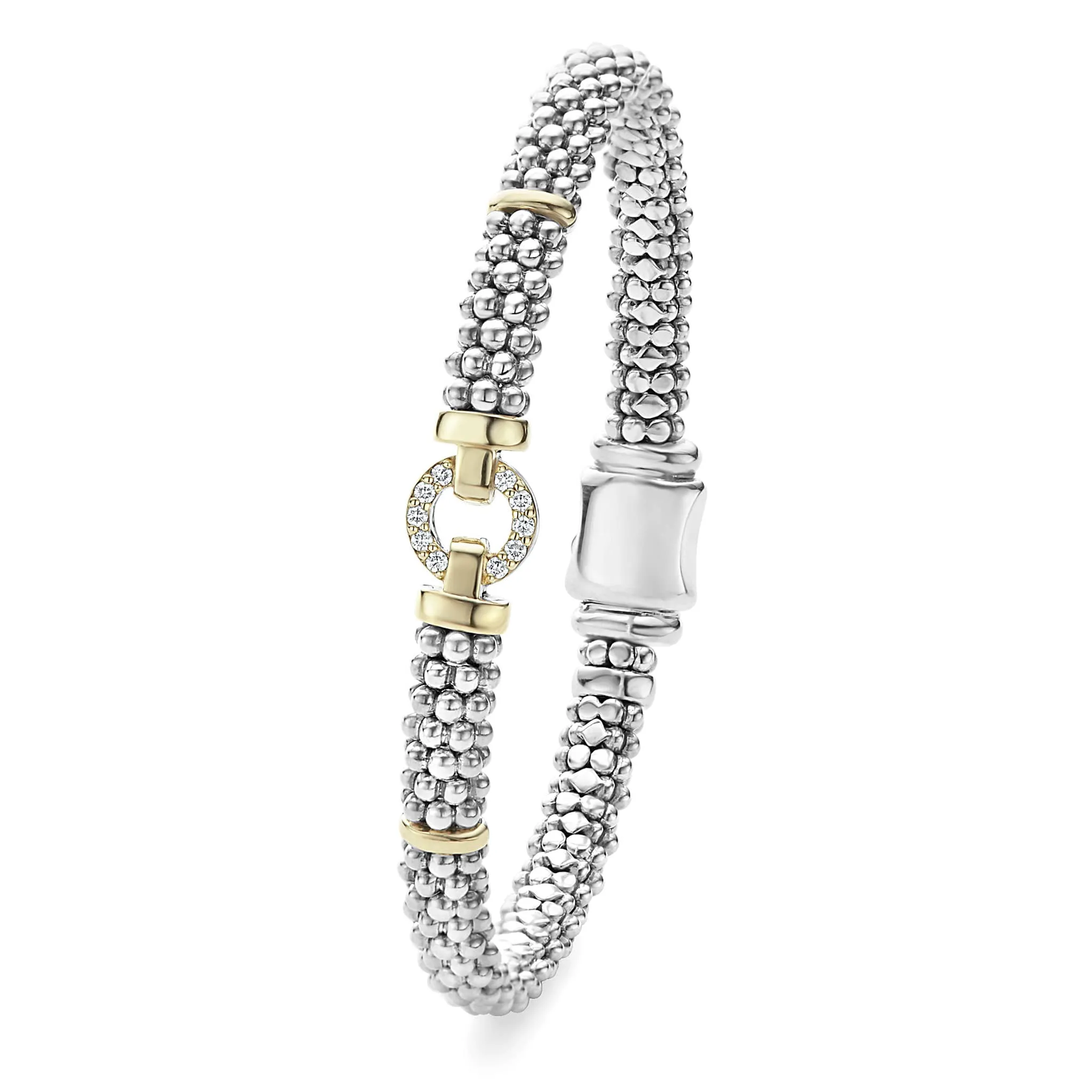 Enso Two-Tone Diamond Circle Caviar Bracelet | 6mm