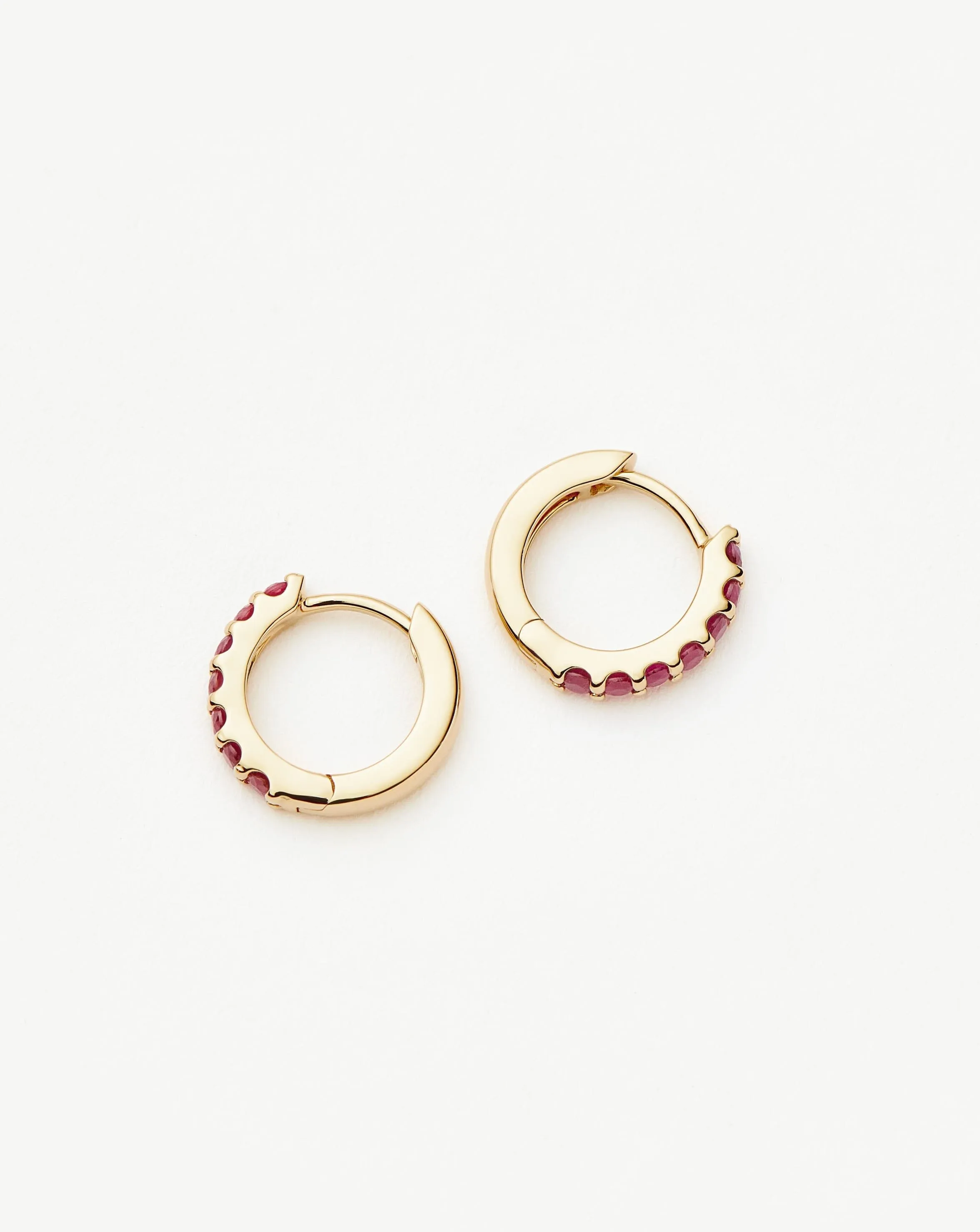 Fine Ruby Huggies | 14ct Solid Gold/Ruby