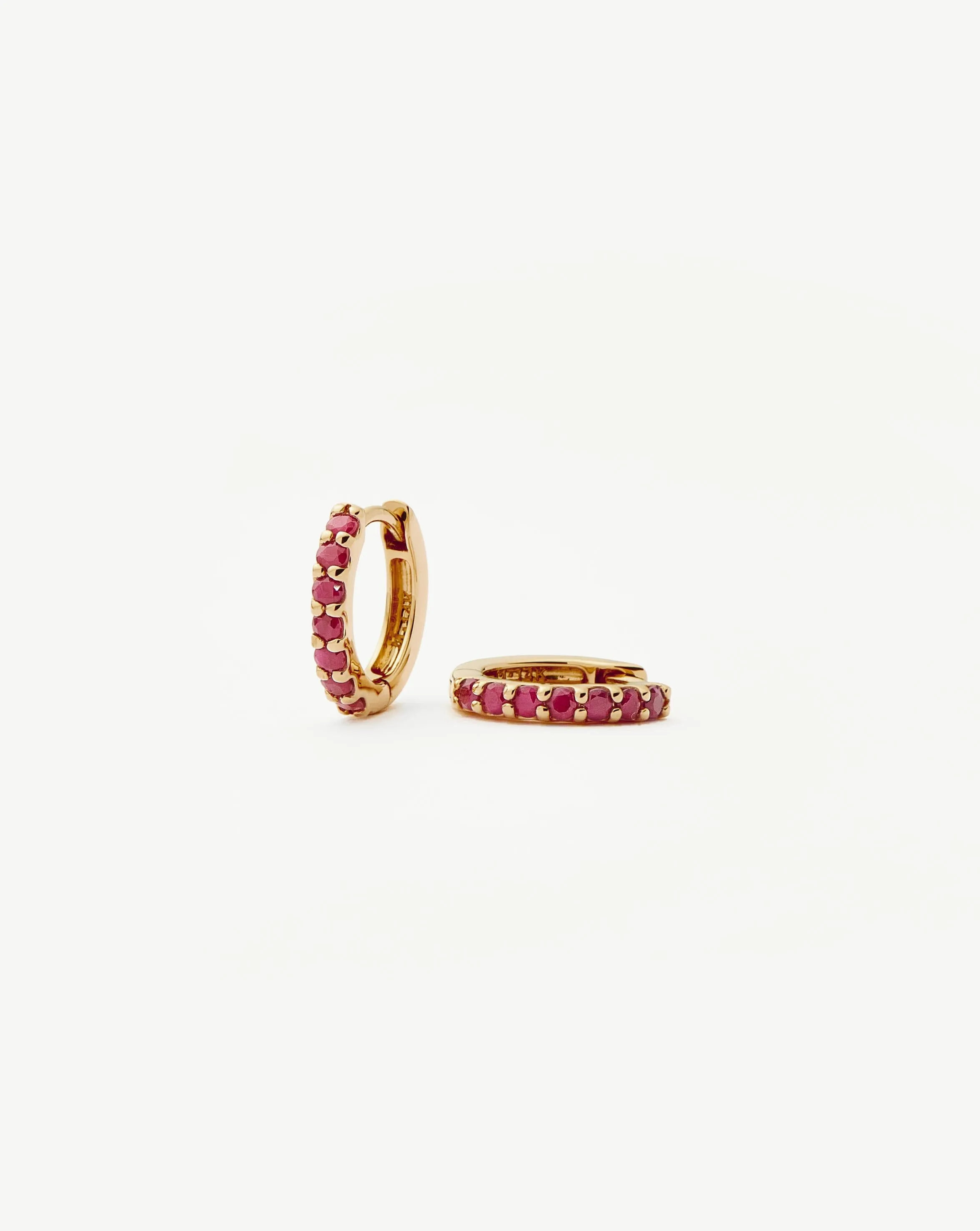 Fine Ruby Huggies | 14ct Solid Gold/Ruby