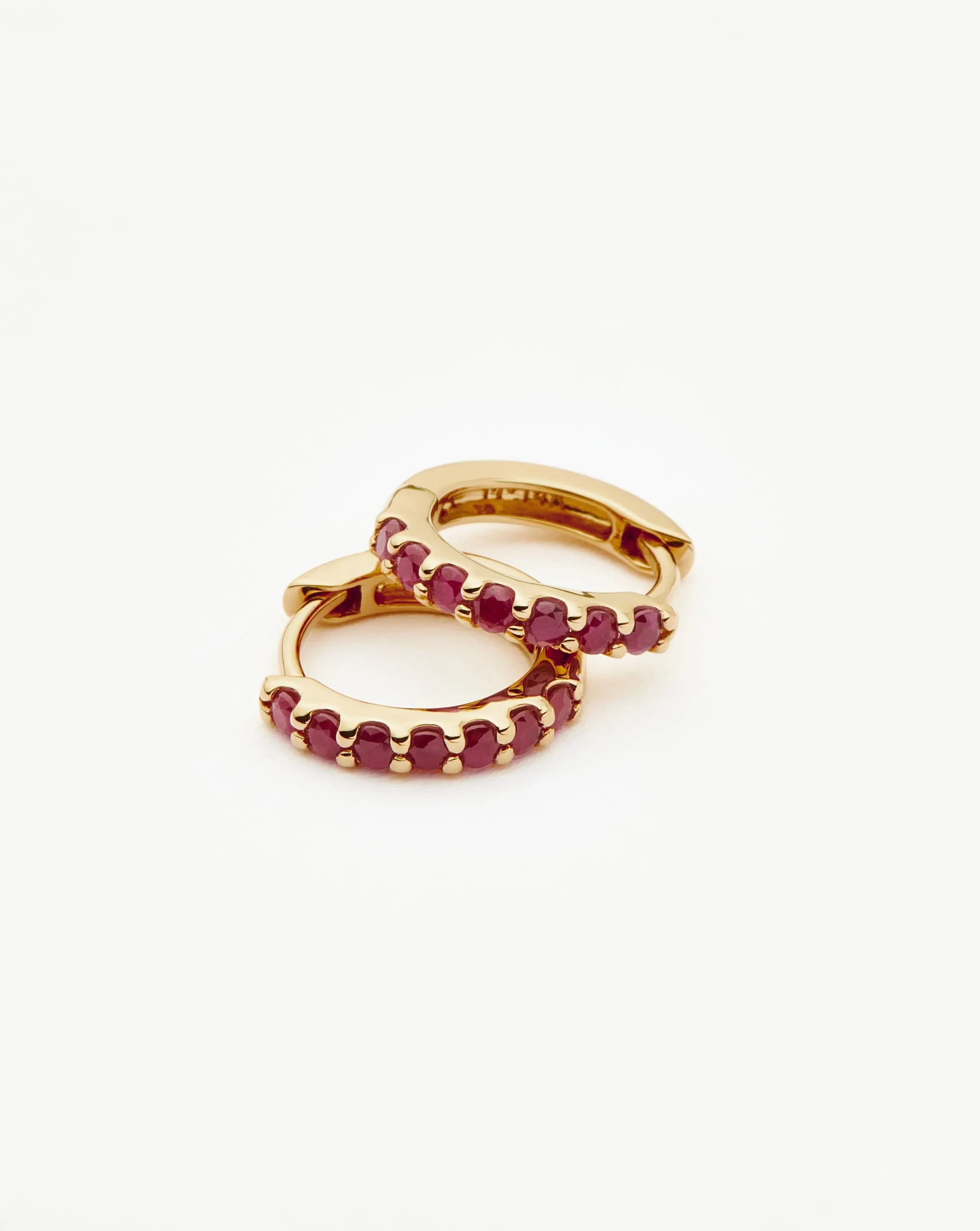 Fine Ruby Huggies | 14ct Solid Gold/Ruby