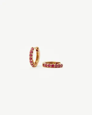 Fine Ruby Huggies | 14k Solid Gold/Ruby