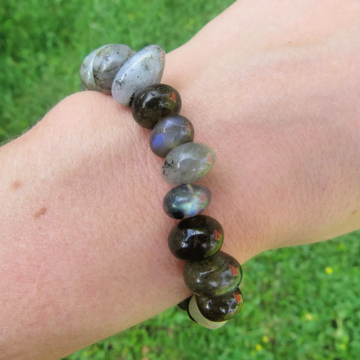 Flashy Labradorite Crystal Bracelet w/ Large Stone Beads | Labradorite Jewelry