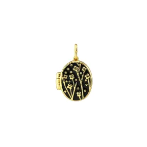 Flower Oval Enamel Locket Charm