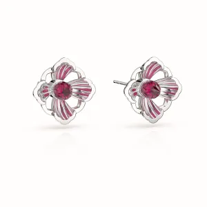 Forbidden Spring Large Stud Earrings - Sterling Silver - Ruby