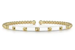 Gabriel & Co. Two-Tone White Enamel  'Bujukan' Cuff Bracelet