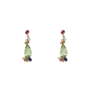 Garnet Amethyst and Sapphire Earrings