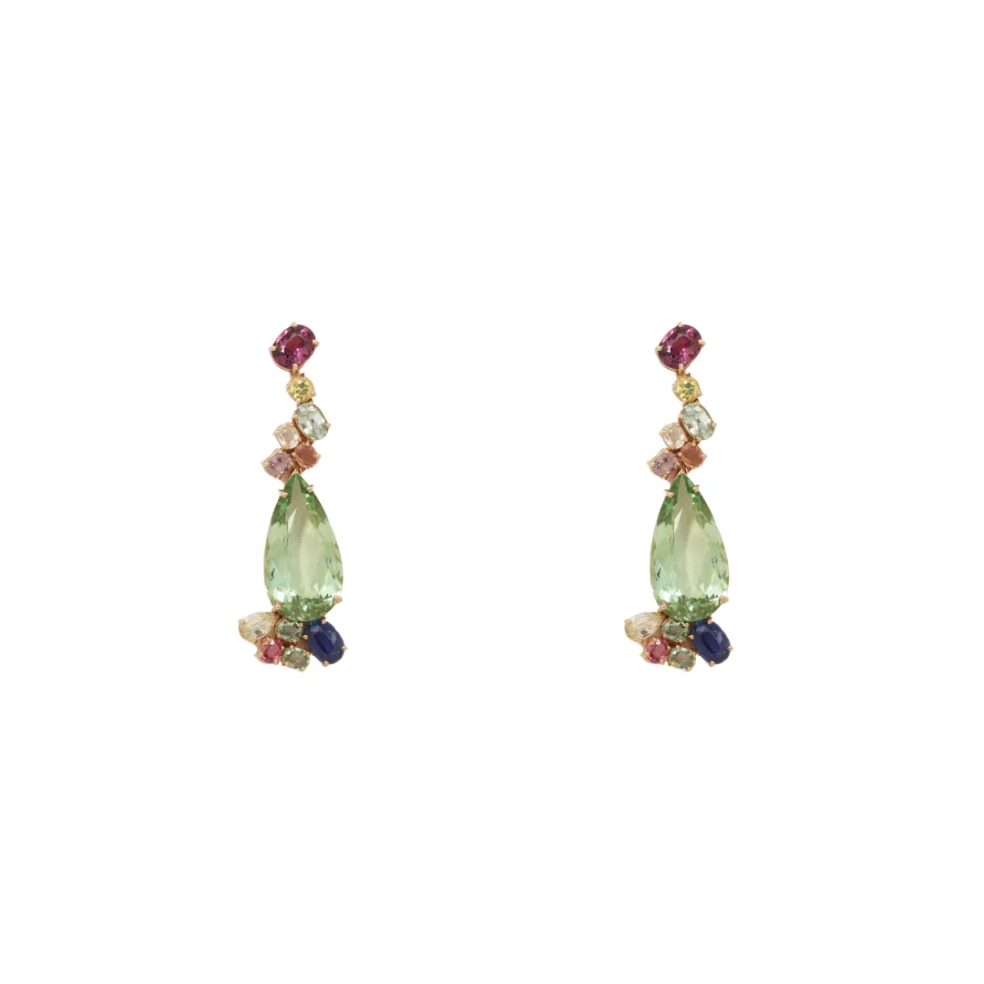 Garnet Amethyst and Sapphire Earrings