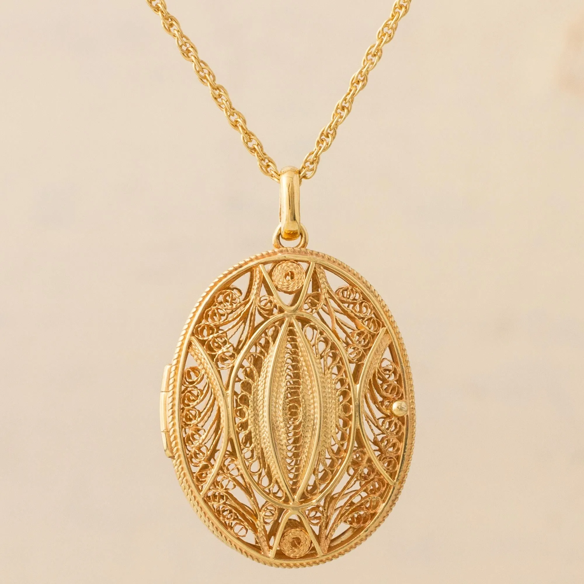 Gold Plated Sterling Silver Locket Pendant Necklace Peru - Valuable Secrets | NOVICA