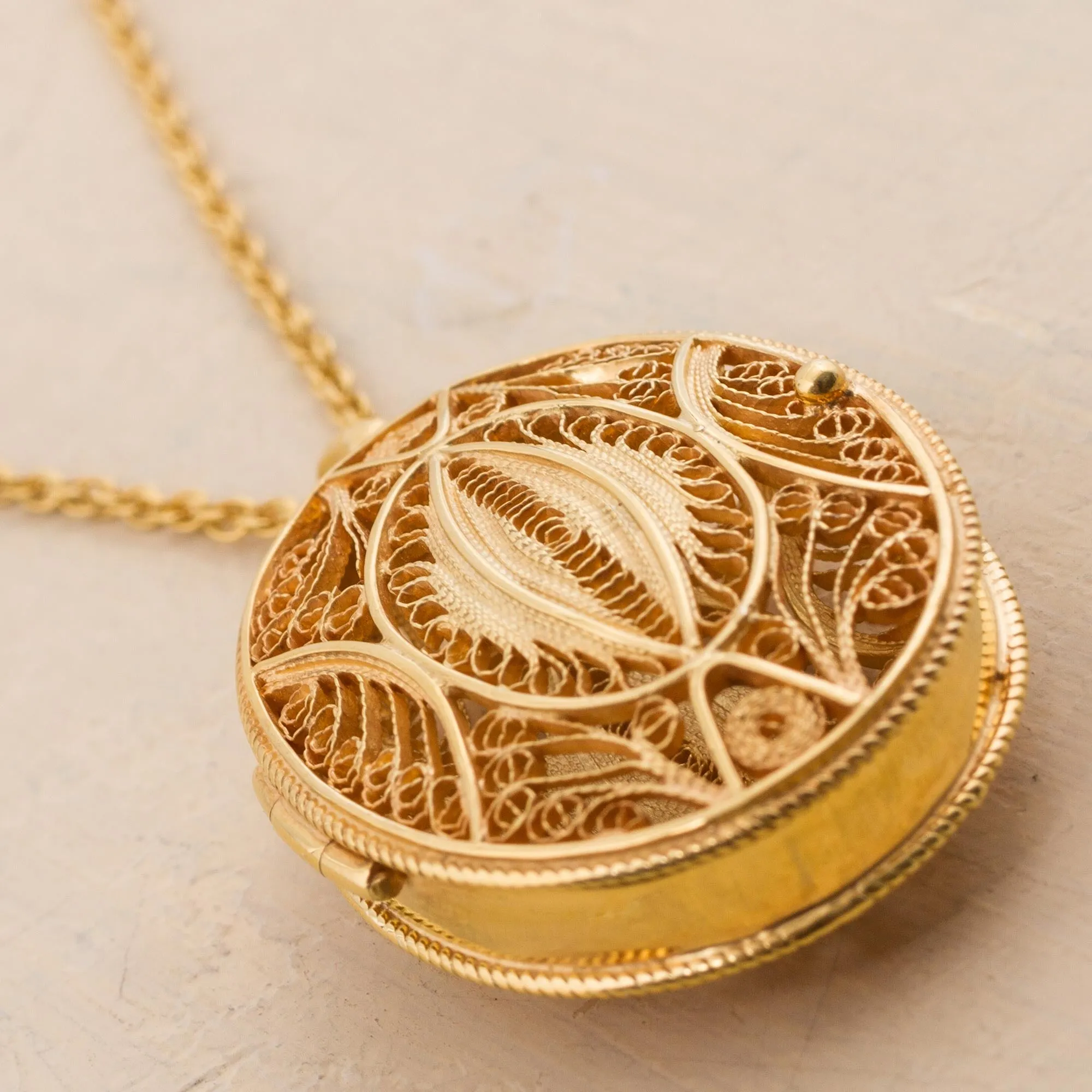 Gold Plated Sterling Silver Locket Pendant Necklace Peru - Valuable Secrets | NOVICA