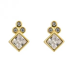 Gold Plated Zirconia Lozengue Earrings E6273C