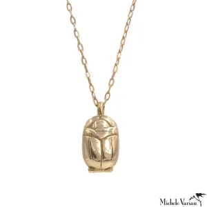 Gold Scarab Locket Necklace