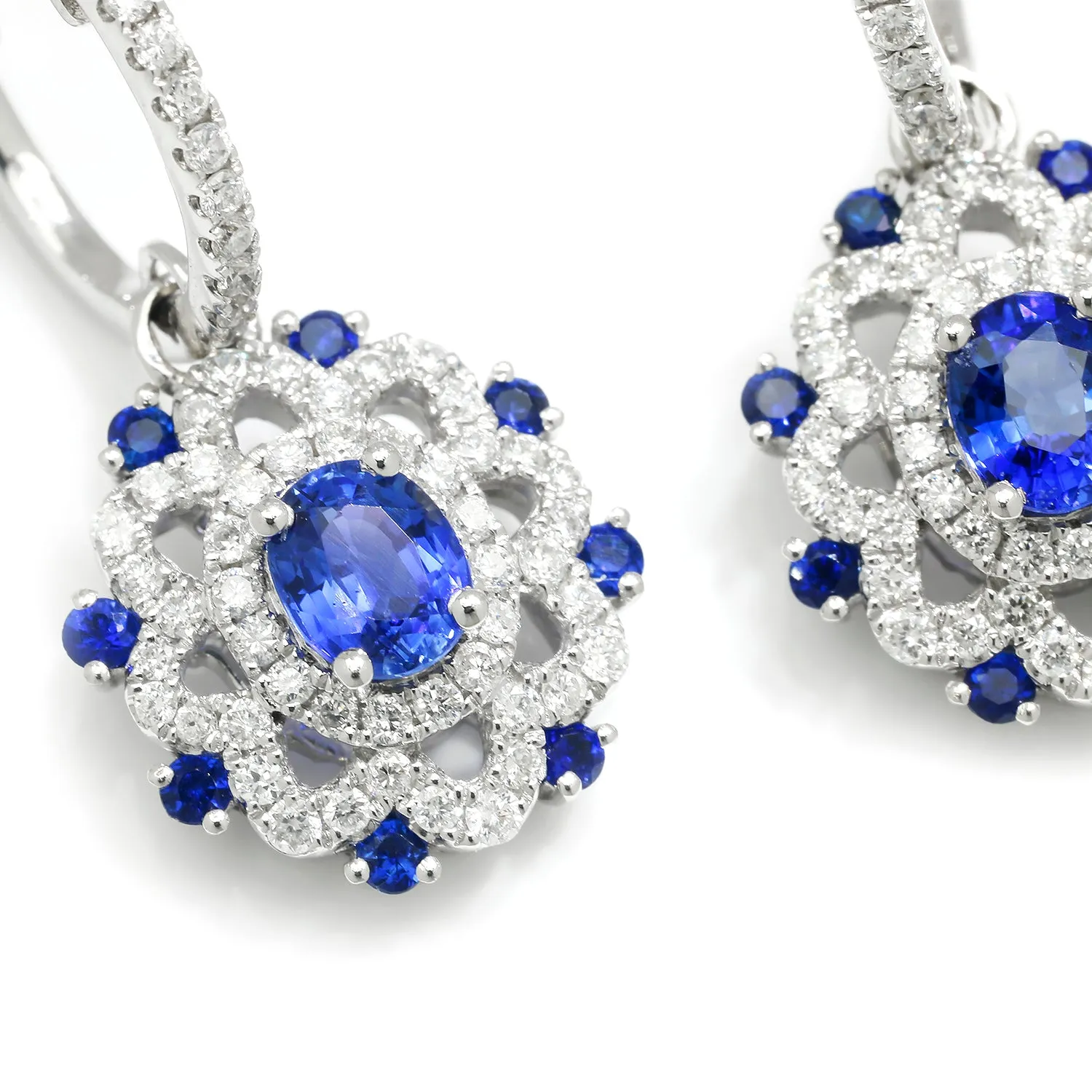 Gregg Ruth Sapphire Dangle Drop Huggie Earrings with Diamonds 18K